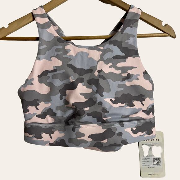Fabletics Haze Gray Camo No Bounce Ella High Impact Sports Bra Size S NWT - Picture 4 of 7